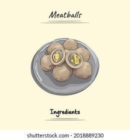 Meatballs Illustration Sketch And Vector Style. Good to use for restaurant menu, Food recipe book and food ingredients content.