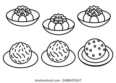 Meatballs line art artistic food sketch