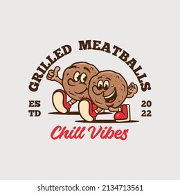 Meatballs mascot logo cartoon character perfect for food and beverage