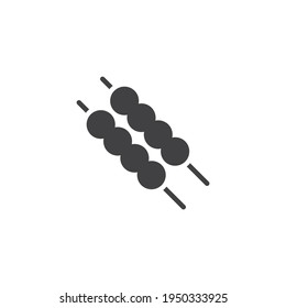 Meatballs on a stick vector icon. filled flat sign for mobile concept and web design. Meat balls stick glyph icon. Symbol, logo illustration. Vector graphics