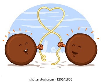 Meatballs with Spaghetti Heart