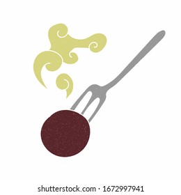 meatballs vector design. digital hand drawn style. grain texture