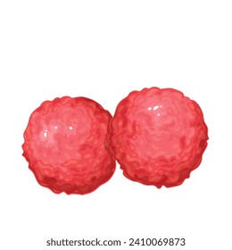 Meatballs vector illustration. Cartoon isolated top view of two uncooked mince meat balls, red fresh ground beef, minced lamb or pork for cooking homemade meal or restaurant food, organic meatballs