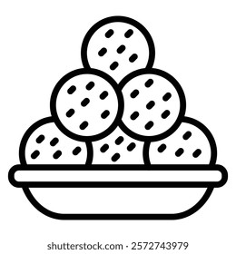Meatballs Vector Line Icon Design