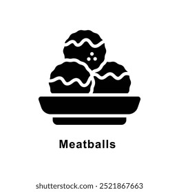Almôndegas vetor ícone sólido ilustração estilo. Símbolo no plano de fundo branco EPS 10 Arquivo