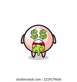 meatbun character with an expression of crazy about money , cute style design for t shirt, sticker, logo element