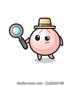meatbun detective character is analyzing a case , cute style design for t shirt, sticker, logo element