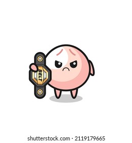 meatbun mascot character as a MMA fighter with the champion belt , cute style design for t shirt, sticker, logo element
