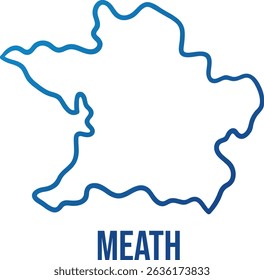 Meath county abstract simplified map. Blue gradient smooth vector shape. Leinster province of Ireland