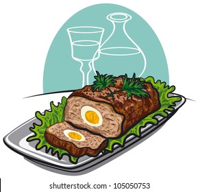 meatloaf with boiled eggs