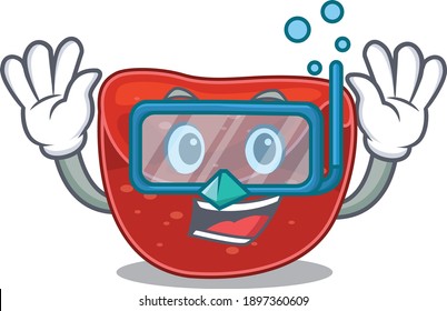 Meatloaf mascot design swims with diving glasses. Vector illustration