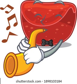 Meatloaf musician of cartoon design playing a trumpet. Vector illustration
