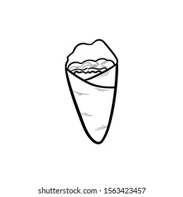 Meatroll doodle icon vector hand drawing