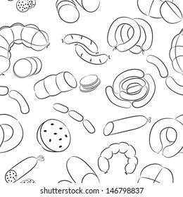 Meats Doodles Seamless Pattern