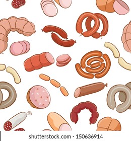 Meats Doodles Seamless Pattern