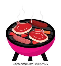 Meats On Barbecue Grill Vector Illustration Stock Vector (Royalty Free ...