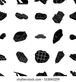 Meats pattern icons in black style. Big collection of meats vector symbol stock illustration