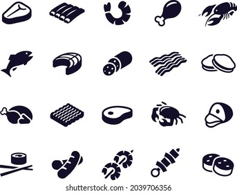 Meats and Seafood Icons vector design 