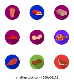 Meats set icons in flat style. Big collection of meats vector symbol stock illustration