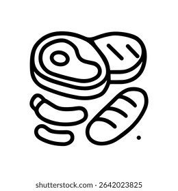 Meaty feast with bread delights. Icon symbol illustration