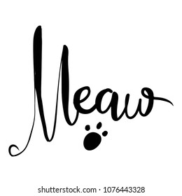 Meaw. Hand lettering vector illustration for your design 