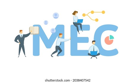 MEC, Modified Endowment Contract. Concept with keyword, people and icons. Flat vector illustration. Isolated on white.