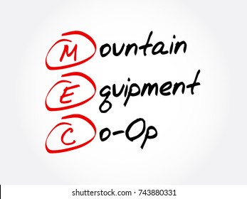 MEC - Mountain Equipment Co-Op acronym, concept background