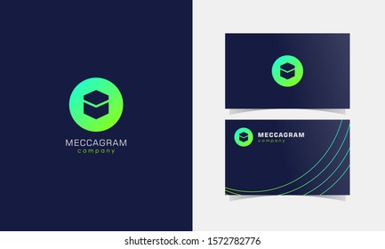 Mecca button logomark vector with business card template design for branding identity