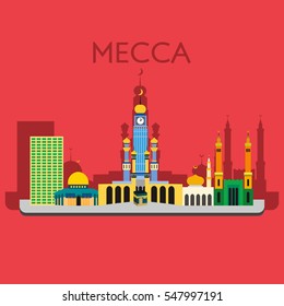 Mecca city skyline vector illustration.