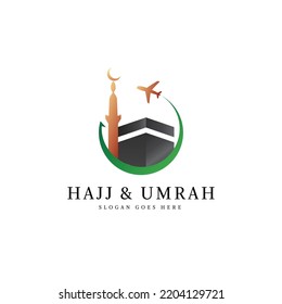 Mecca, haj  umrah Tour and Travel Logo, symbol icon. Suitable for travel business and Islamic content.