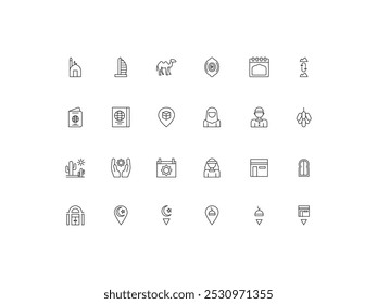 Mecca icon set, design, vector illustration