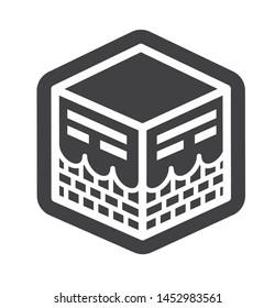 mecca icon with simple black hexagon style use for islamic event, web, print or pictogram assets. ilustration of hajj, umrah, ramadan kareem, ied mubarak - line vector.
