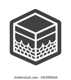 mecca icon with simple black hexagon style use for islamic event, web, print or pictogram assets. ilustration of hajj, umrah, ramadan kareem, ied mubarak - line vector.
