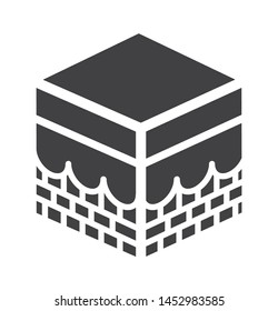 icono de meca con un sencillo estilo hexágono negro para eventos islámicos, web, impresos o pictogramas. Ilustración del hajj, umrah, ramadan kareem, mubarak muerto - vector de línea.
