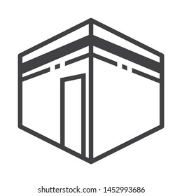 mecca icon with simple thin line style use for islamic event, web, print or pictogram assets. hexagon shapes. ilustration of hajj, umrah, ramadan kareem, ied mubarak - line vector.
