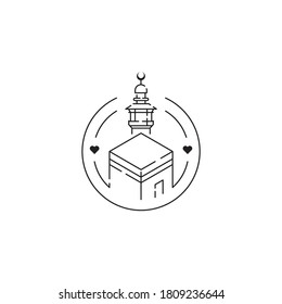 mecca mosque and kaaba abstract icon
