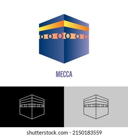 Mecca, religious building gradient flat icon. Islam religion. Vector illustration.