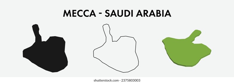 Mecca Saudi Arabia city map set vector illustration design isolated on white background. Concept of travel and geography.