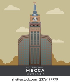 Mecca Saudi Arabia Clock Tower Illustration 