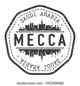 Mecca Saudi Arabia Stamp Skyline Postmark. Silhouette Postal Passport. City Round Vector Icon. Vintage Postage Design.