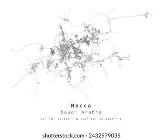 Mecca Saudi Arabia street map,vector element image for marketing ,digital product ,wall art and poster prints.