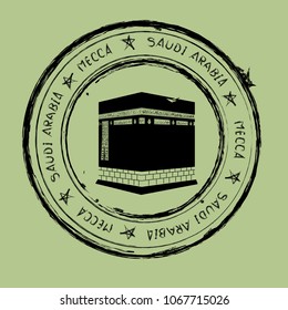 Mecca, saudi arabia vector drawn logo