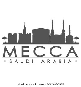 Mecca Skyline Silhouette Skyline Stamp Vector City Design