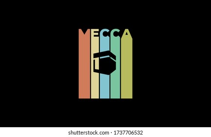 The Mecca text and the Kaaba symbol in the middle use negative space.