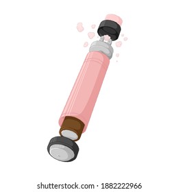 Mech mod vape construction with rebuildable dripping atomizer. E-cigarette concept. Electronic cigarette scheme. Colorful Vector illustration in cartoons style. Isolated on white background. 