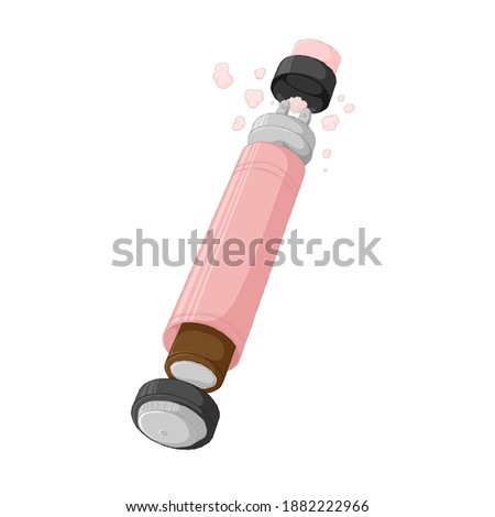 Mech mod vape construction with rebuildable dripping atomizer. E-cigarette concept. Electronic cigarette scheme. Colorful Vector illustration in cartoons style. Isolated on white background. 