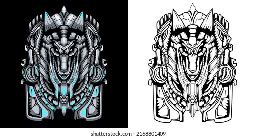 Ilustración vectorial de Mecha anubis en un estilo detallado