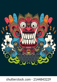 mecha balinese mask vector illustration