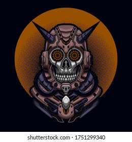 Ilustración del vector del cráneo del diablo de Mecha