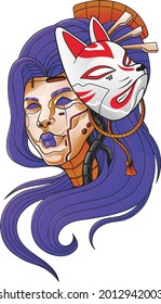 MECHA GEISHA can be used for screen printing needs for t-shirts, stickers, posters, tattoos and others